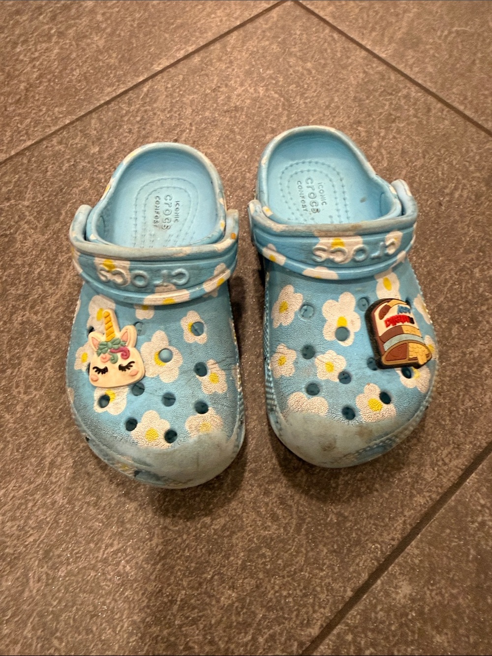 CROCS Light Blue Kids' Floral Clogs with Charms